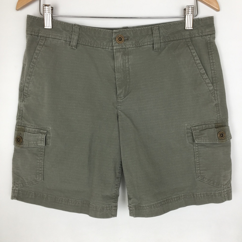 Eddie Bauer Women’s Ripstop Cargo Hiking Shorts Size 6 Taupe Gray Tan